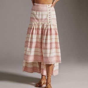 RAISSA Anthropologie A-line Striped High Low Skirt